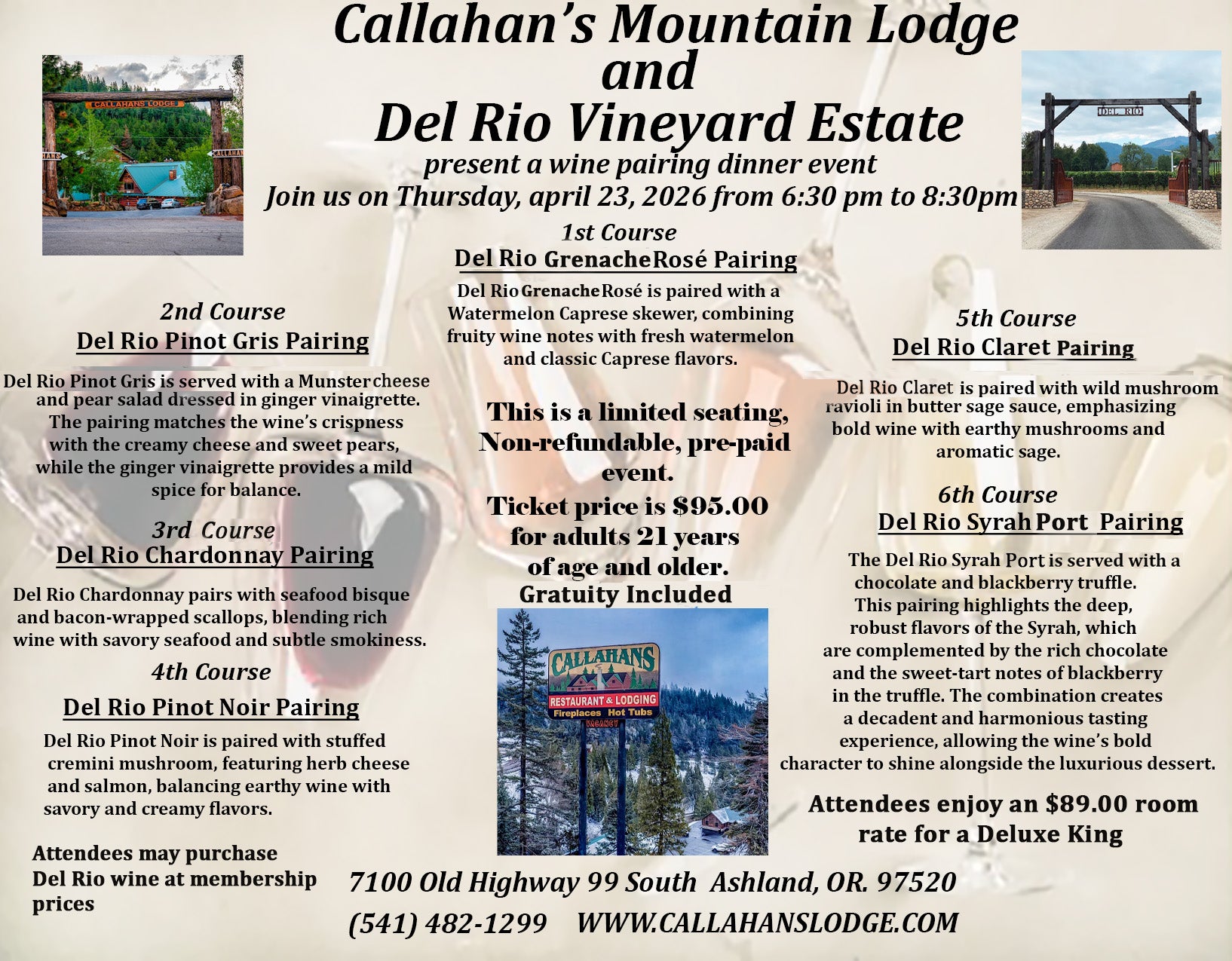 Del Rio Wine pairing Dinner