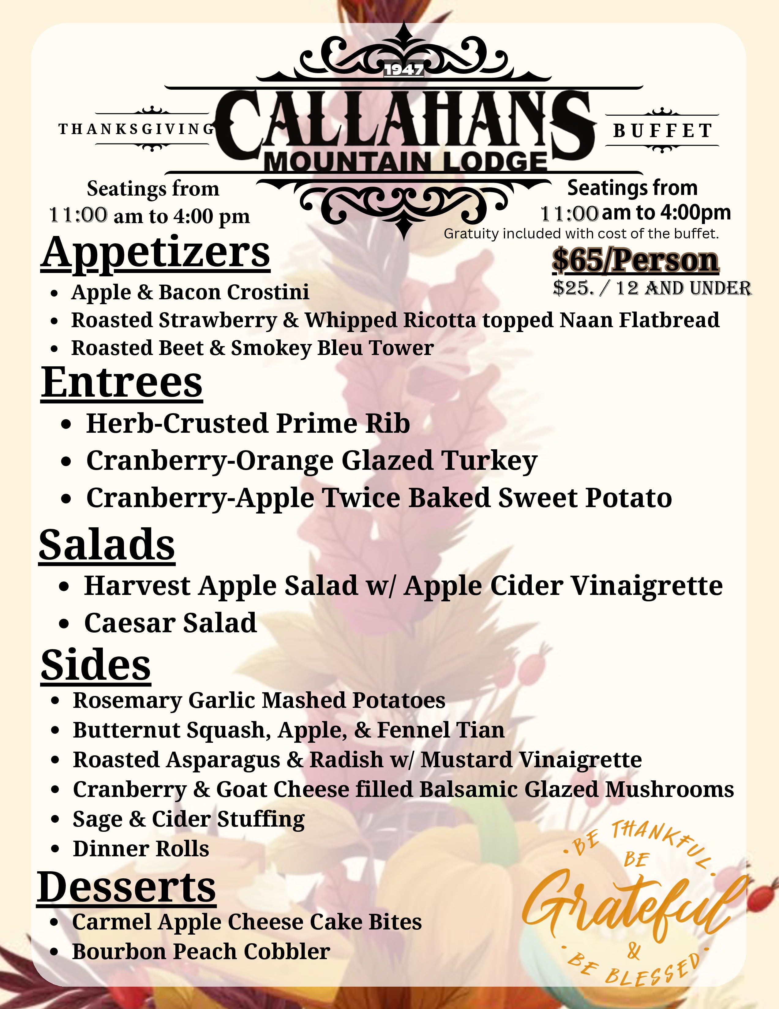 Callahan's Thanksgiving Buffet